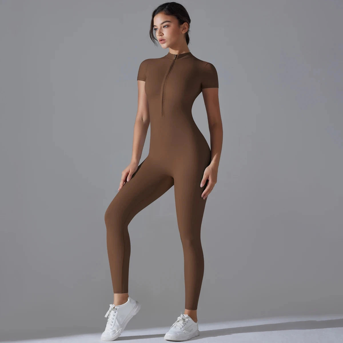 Yoga Set Women's Jumpsuits One-Piece Suit Zipper Short GlowCart