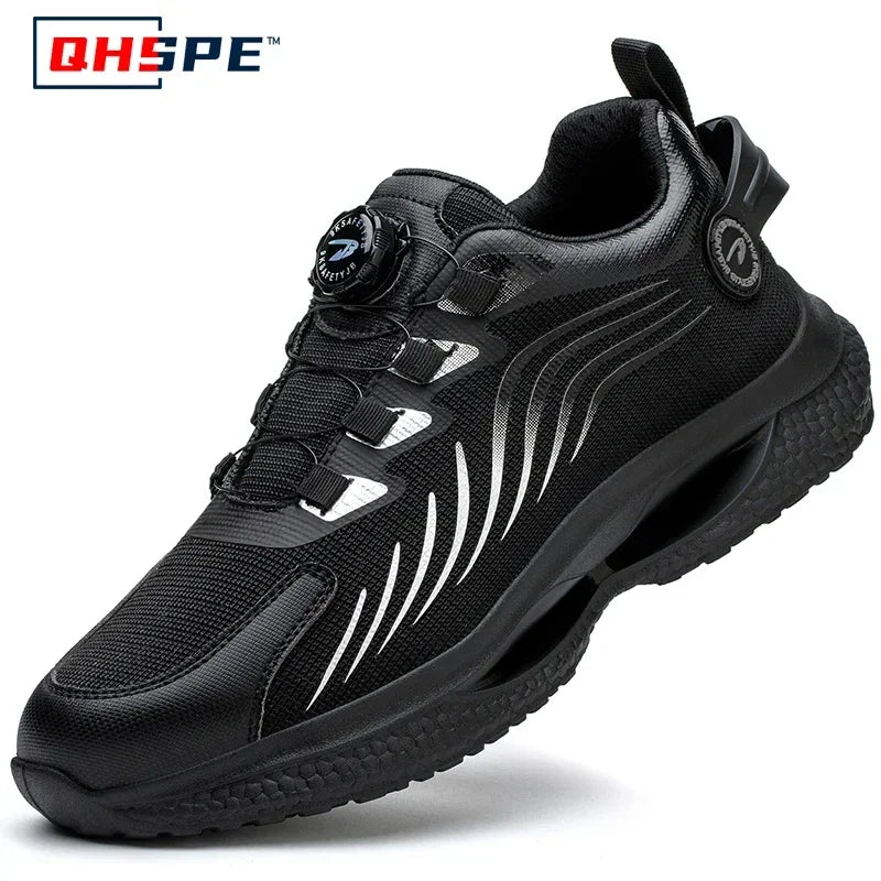 Rotating Button New Safety Shoes Men Anti-smash Anti-puncture Work Shoes Fashion Men Sport Shoes Security Protective Boots Men GlowCart