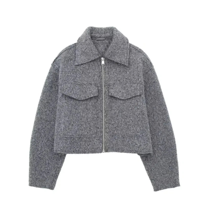 HXAO Women's Winter Tweed Jacket Women Coat Autumn Suede GlowCart