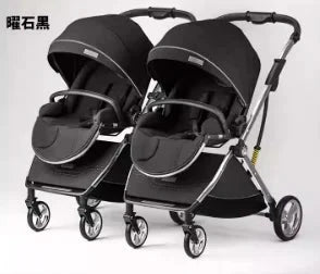 2025 New High-View Twin Stroller Lightweight Folding Stroller for Twins with Two Children, Can Sit or Lie Down GlowCart