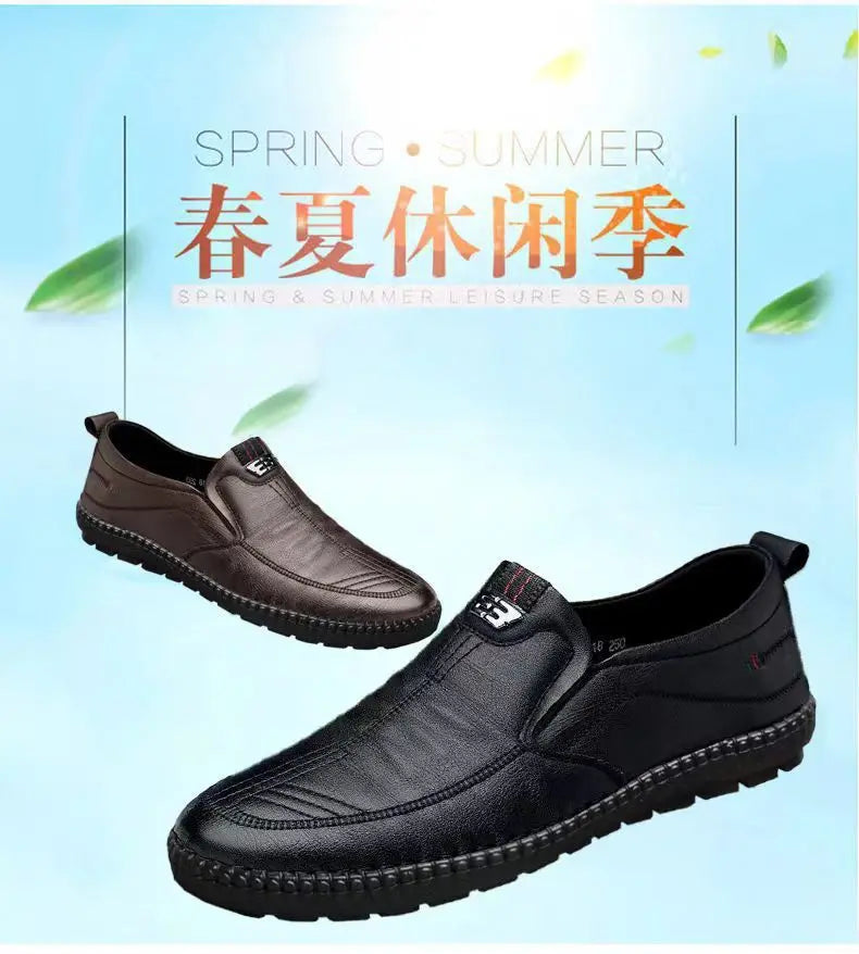 Mens PU Leather Loafers Non Slip Walking Flats Breathable