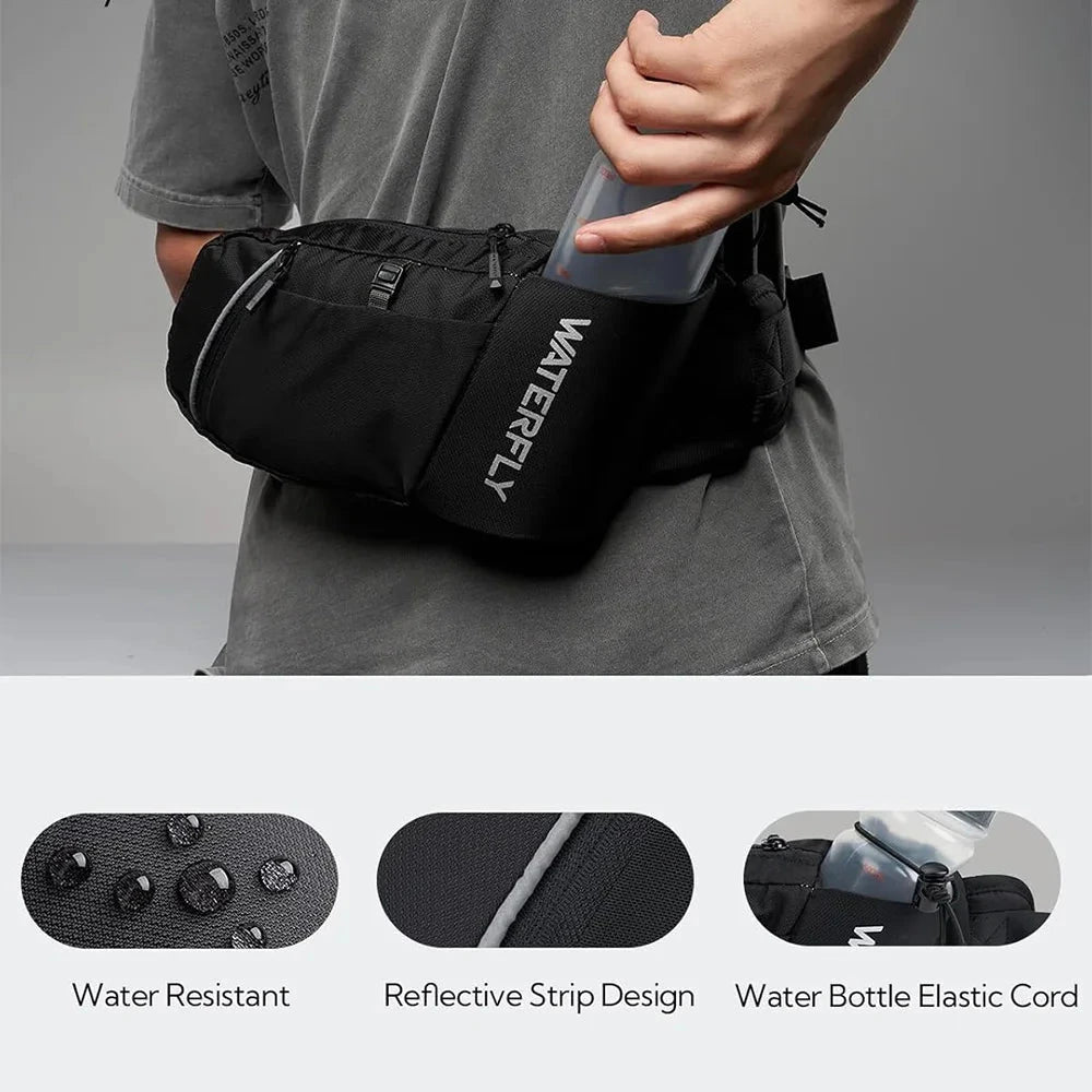 WATERFLY Fanny Pack Waist Bag: Hiking Water Bottle Holder with Strap Waist Pack for Women Men Hydration Hip Packs for Running GlowCart