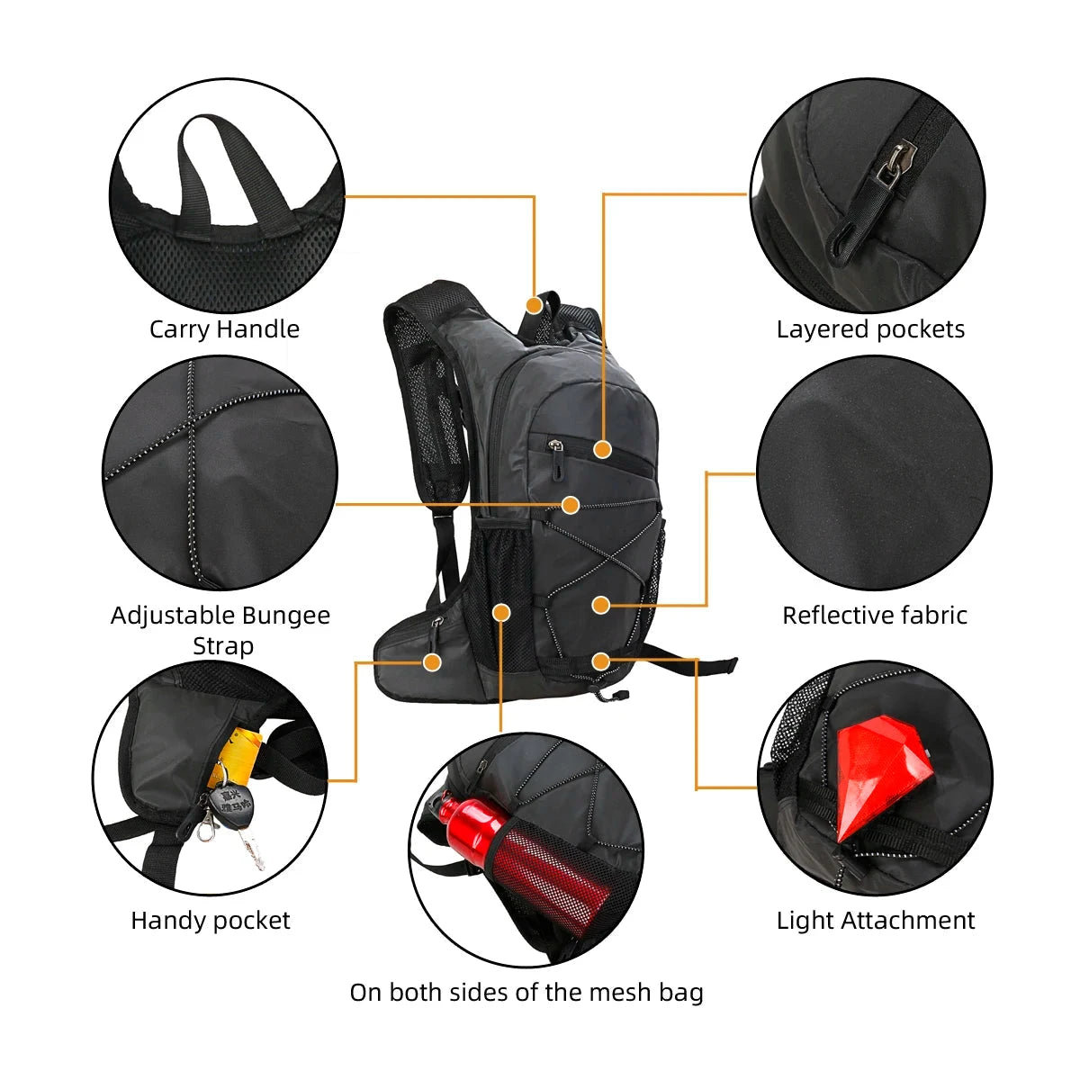 Reflective backpack, outdoor mountaineering bag, hydration GlowCart