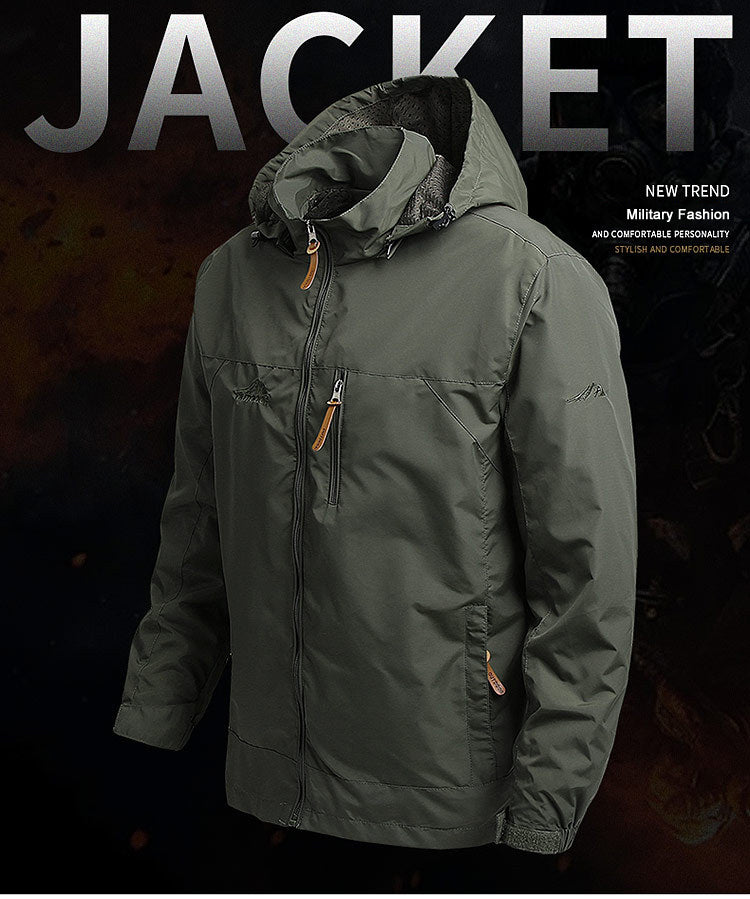 Windbreaker Men Tactical Jacket Waterproof Outdoor Hooded