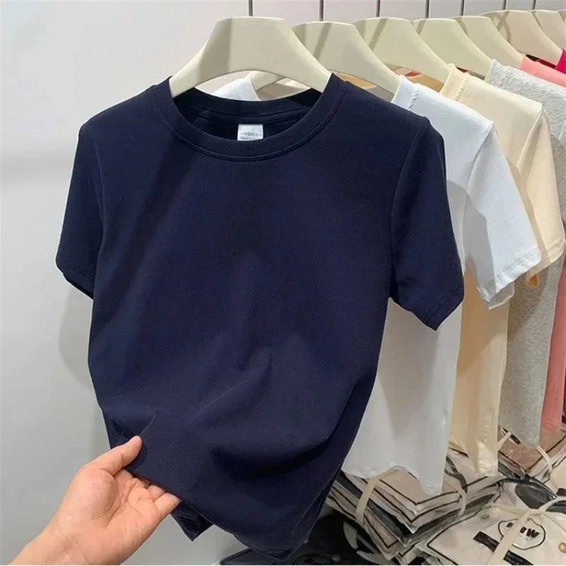 2025 Summer T Shirts For Women High Quality Solid Casual GlowCart