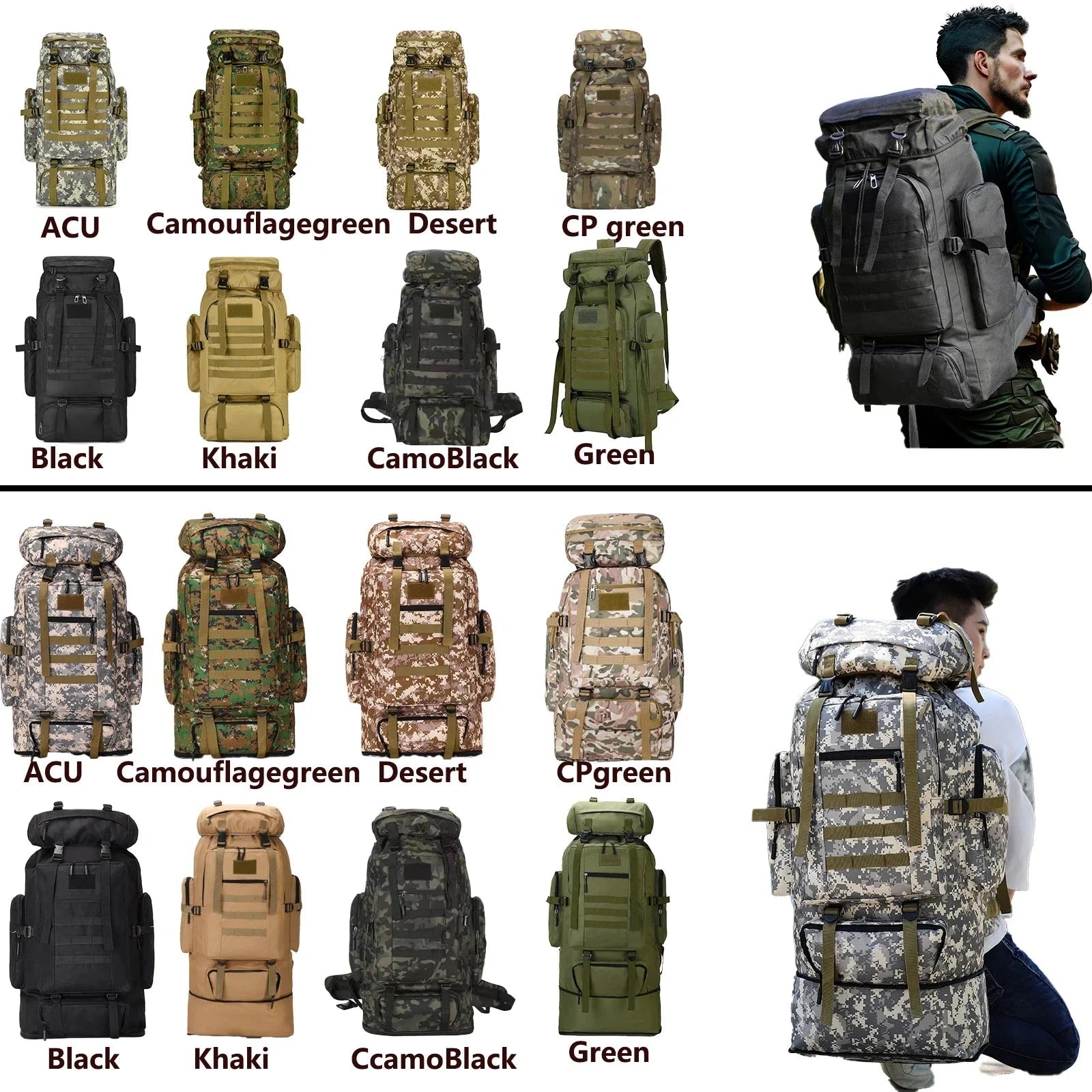 80L/100L  Mountaineering Bag Climb Bag Tactical Backpacks GlowCart