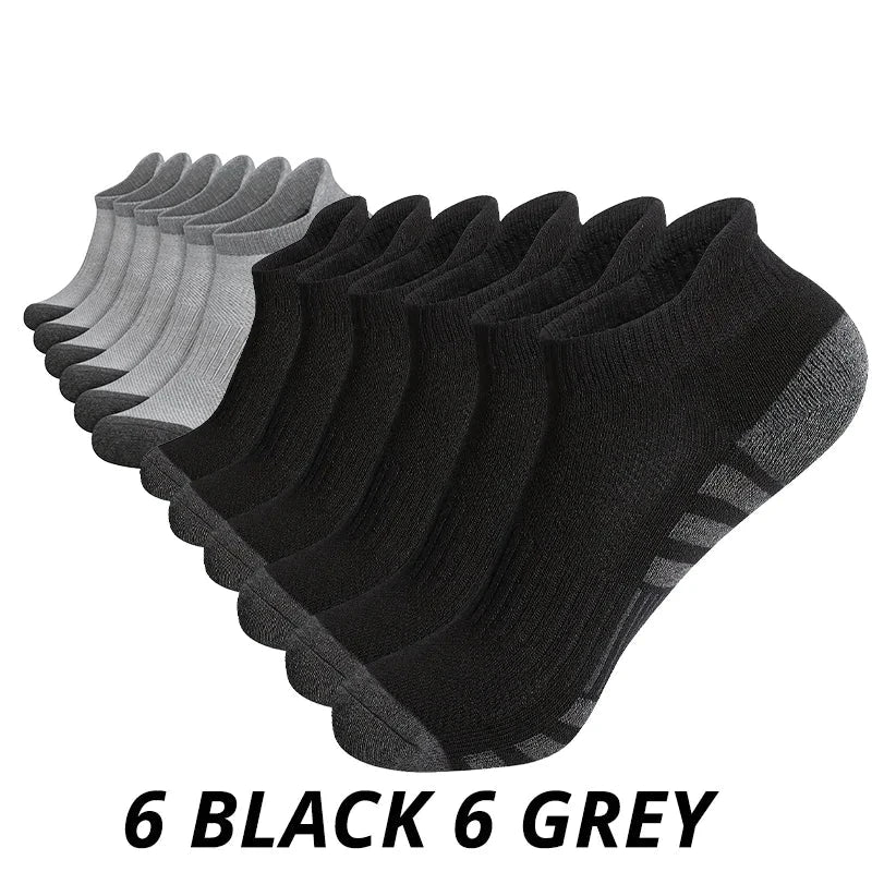 12 Pairs Men's Mesh Breathable Sports Socks , Solid Color Low Cut Casual Short Tube Socks For All Seasons GlowCart