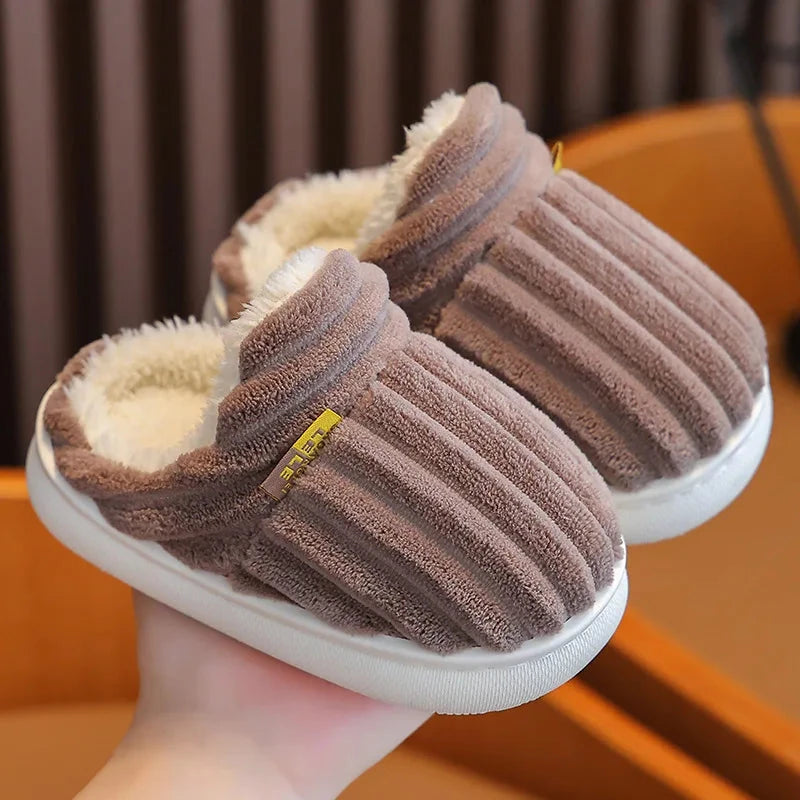 Smile Pop Winter Children's Cotton Slippers For Boys And Girls Non-slip Warm Slippers Children's Plush Home Baby Cotton Slippers GlowCart