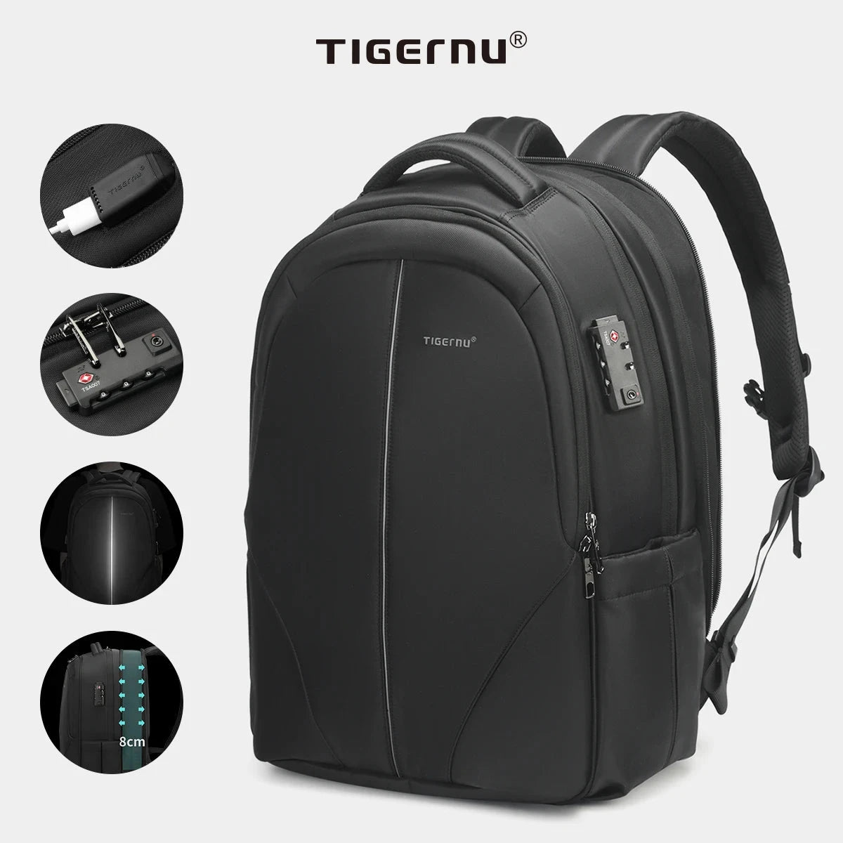 Tigernu Backpacks For Men TSA Anti Theft Bag 15.6inch Laptop GlowCart