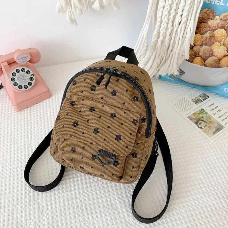 Cute Flower Print Baby Backpacks Lightweight Corduroy Mini Schoolbag for Kids Boy Girl Fashion Floral Children Shoulder Bags GlowCart