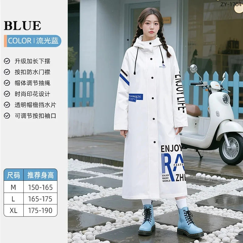 Thick Student Long Raincoat Hooded for Men Women Waterproof GlowCart