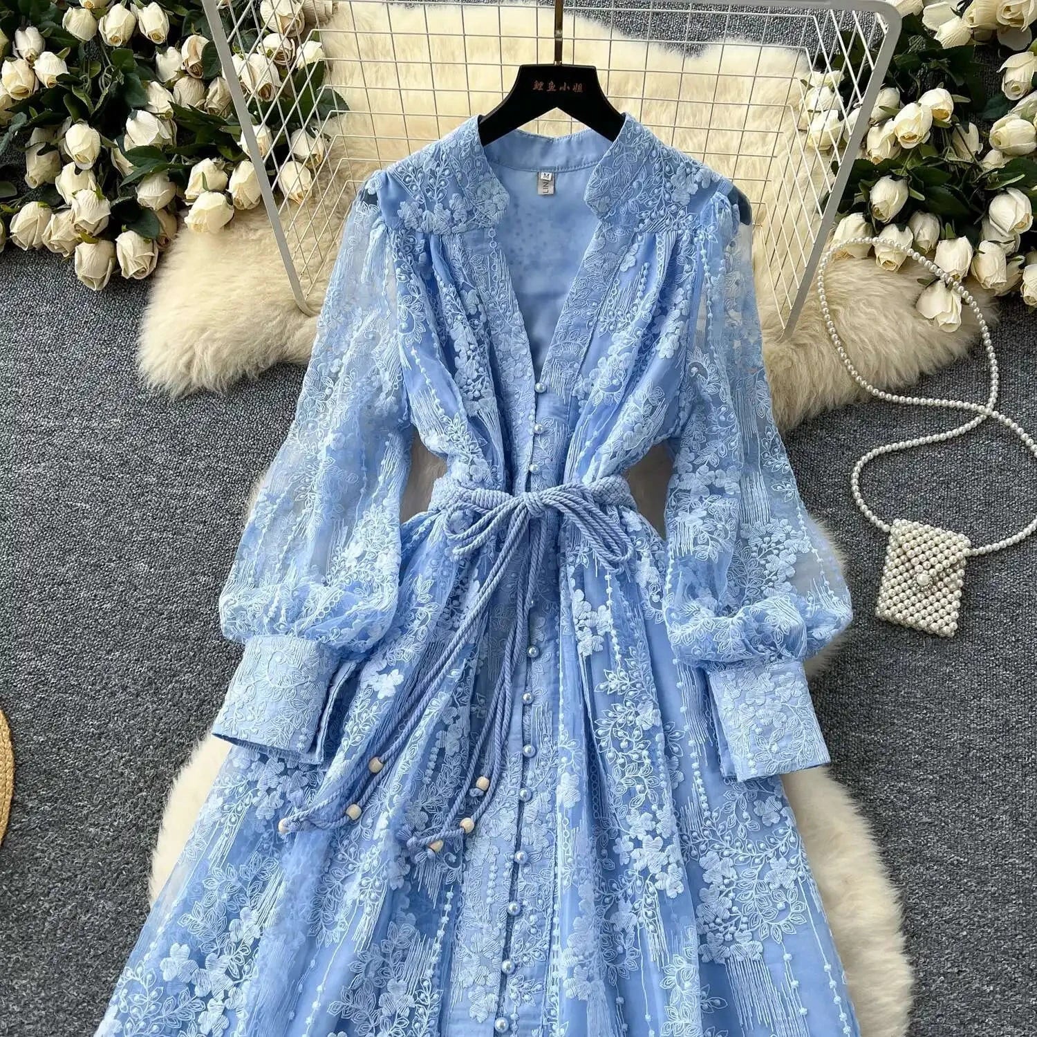 Luxury Embroidery Formal Dresses Women Summer Autumn Lantern GlowCart