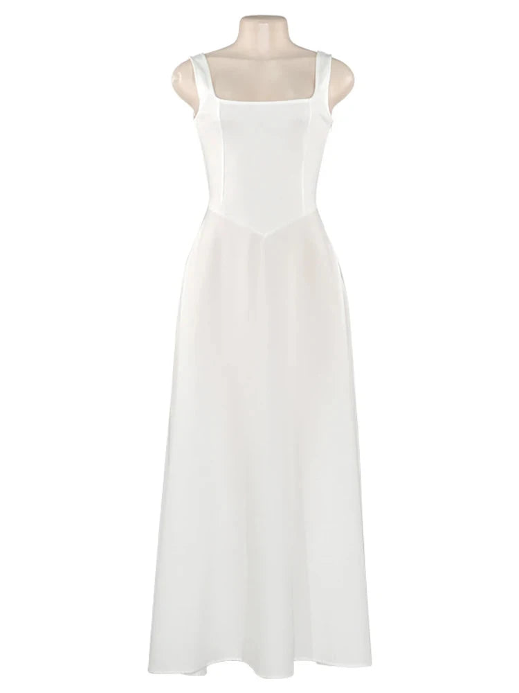 JULISSA MO Sexy Square Collar Women Maxi Dress White GlowCart