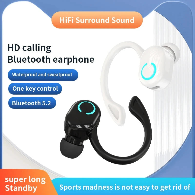 Wireless Bluetooth Earphones HIFI Bass With HD MIC Ear-Hook GlowCart