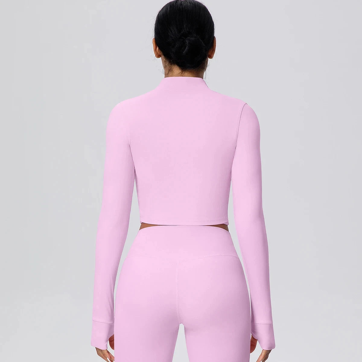 Woman Solid Color Slim Casual Zipper Long Sleeves Yoga Tight Naked Feel Sports Thumb Hole Gym Workout Top Running Yoga Jacket GlowCart