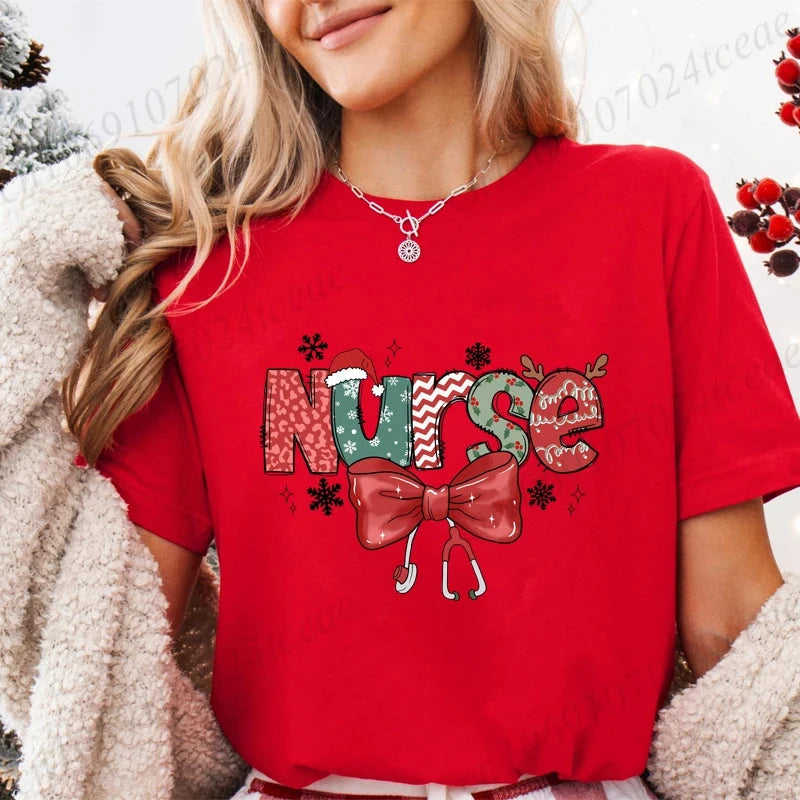 Christmas Nursing Women's T-shirts Christmas Nurse Shirt GlowCart
