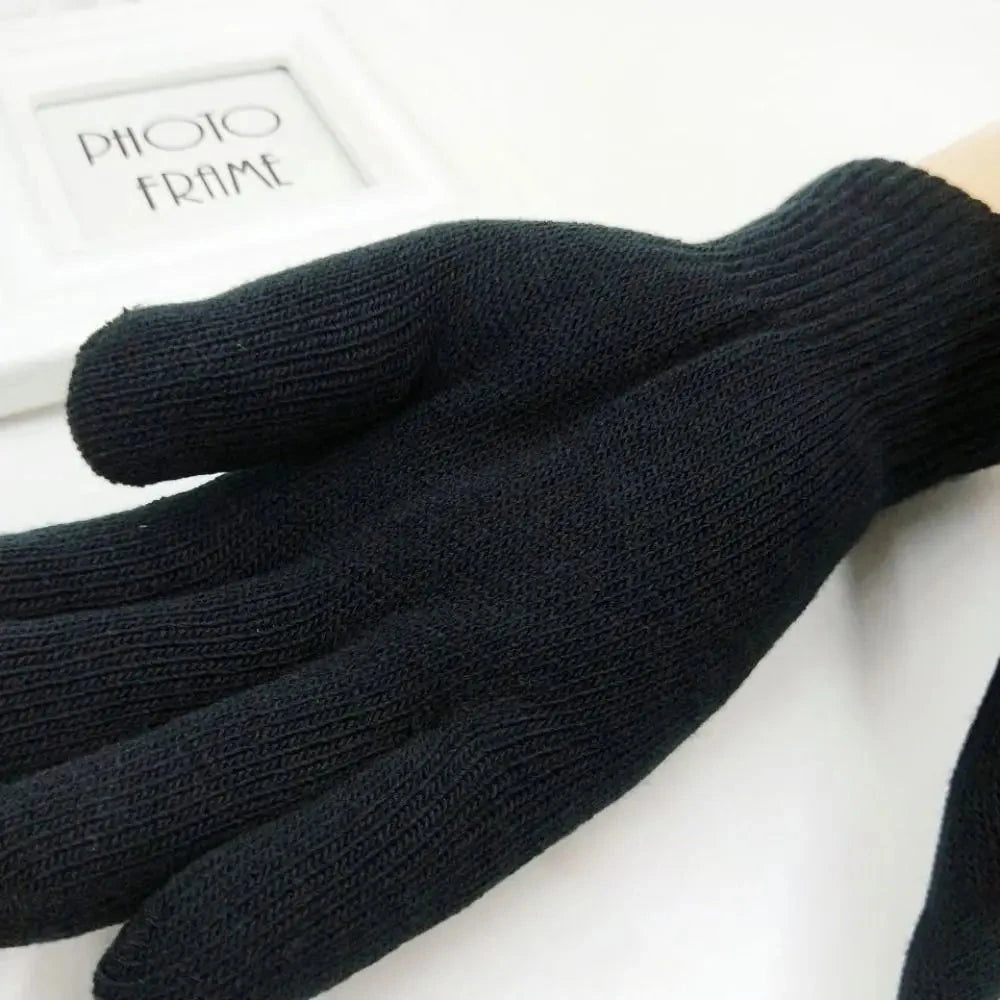 Fashion Boys Girl Winter Gloves Pure Color Lamb Velvet  Mittens Soft Warm Black Double Layer Male Thickened Gloves GlowCart