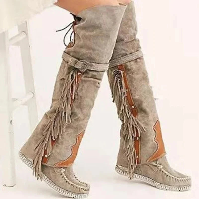 Fashion Bohemia Knee-length Women Boots Ethnic Personality GlowCart