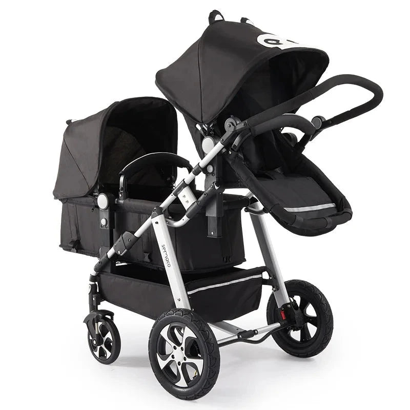 New Twins baby stroller 2 in 1,travel baby carriage, Newborn Pram,Portable Kids Stroller, double baby stroller four wheels GlowCart