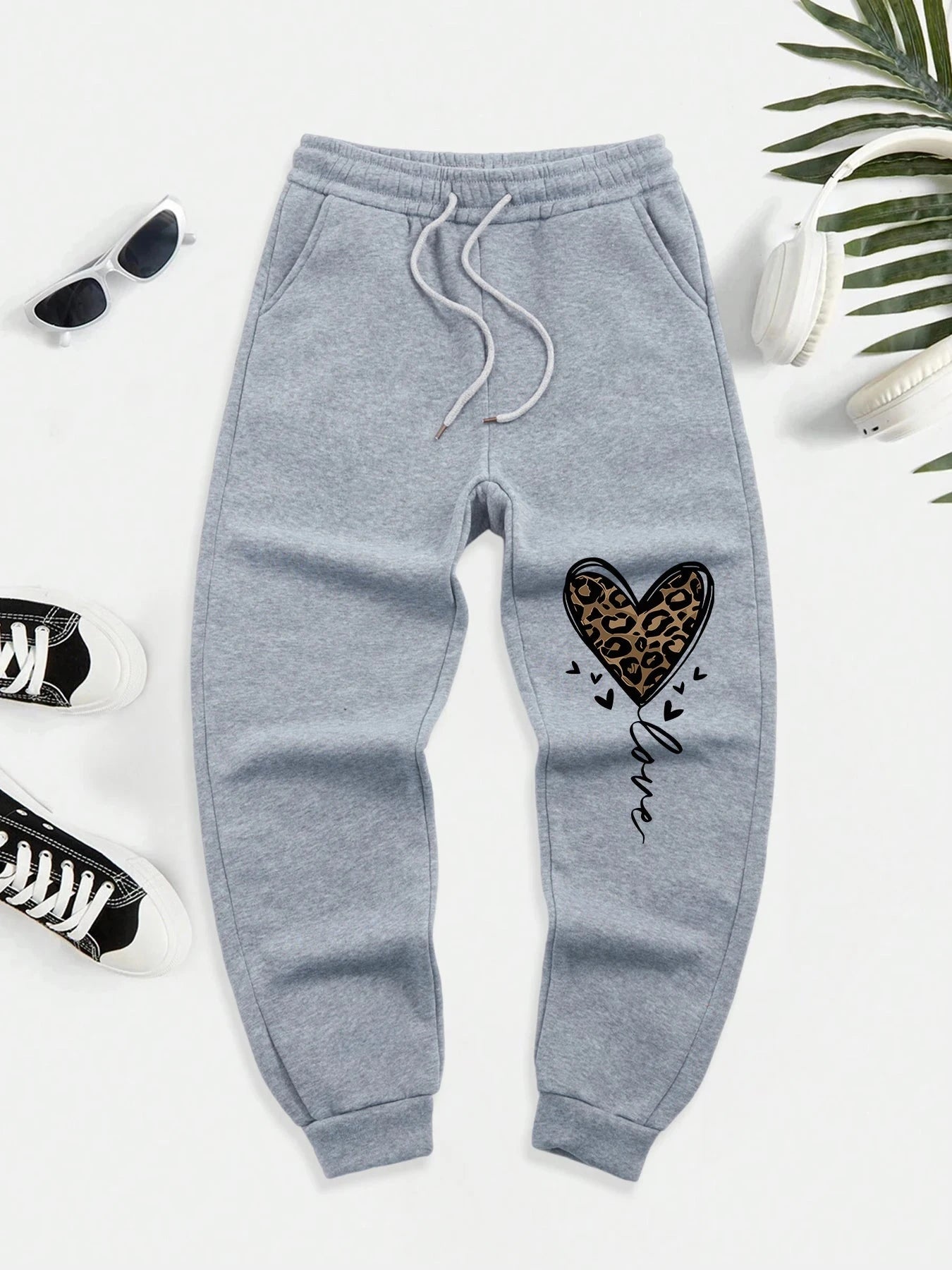 Love Leopard Print Heart Pattern Men'S Casual Basic GlowCart