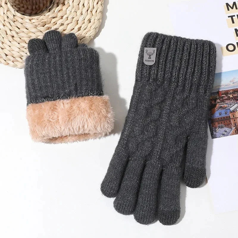 Touch Screen Gloves for Men Women, Winter Warm Flece Lined Knit Gloves, Stretchable Thickened Skiing Travel Gloves GlowCart