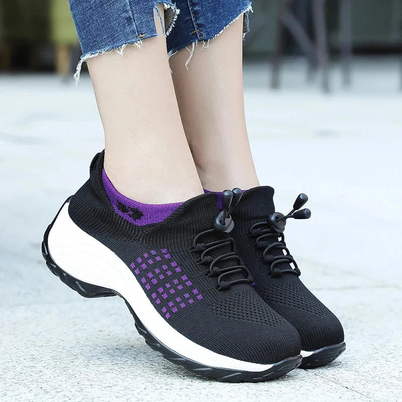 Women Walking Trainers Fashion Fly Weaving Sock Sneakers GlowCart