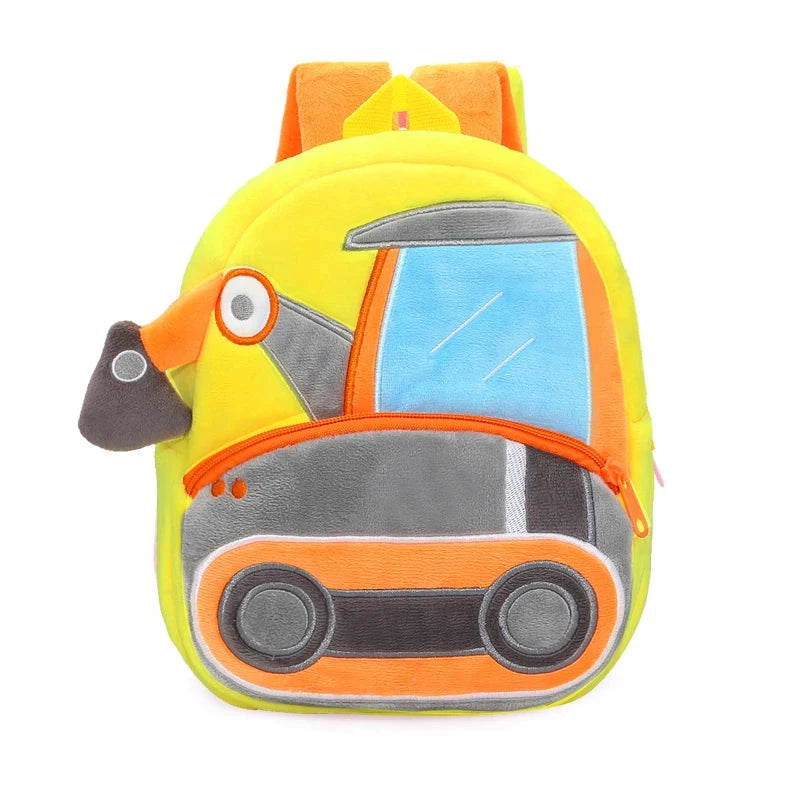 2-4 years old kids engineering backpack cartoon excavator backpack plush kids small school bag toy backpack GlowCart