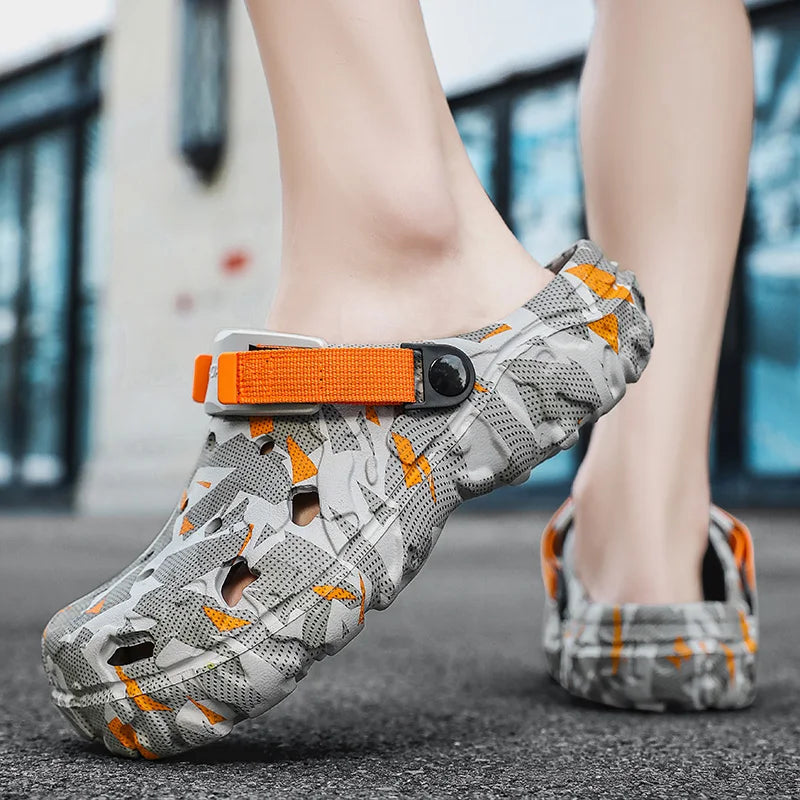 Shoes Men's Clogs Slippers Sandals 46 47 Male Garden Shoes Flat Camouflage Sandals Male Big Size Outdoor Flip Flops Home Clogs GlowCart