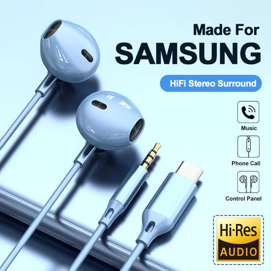 For Samsung Headphones HiFi Surround Sound In-ear USB Type C GlowCart