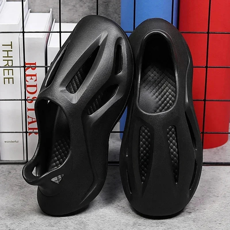 Men's Slippers Summer Soft EVA Beach Hole Shoes Outdoor Women's Slide Non-slip Personalized Hollow Shoes 36-47 GlowCart