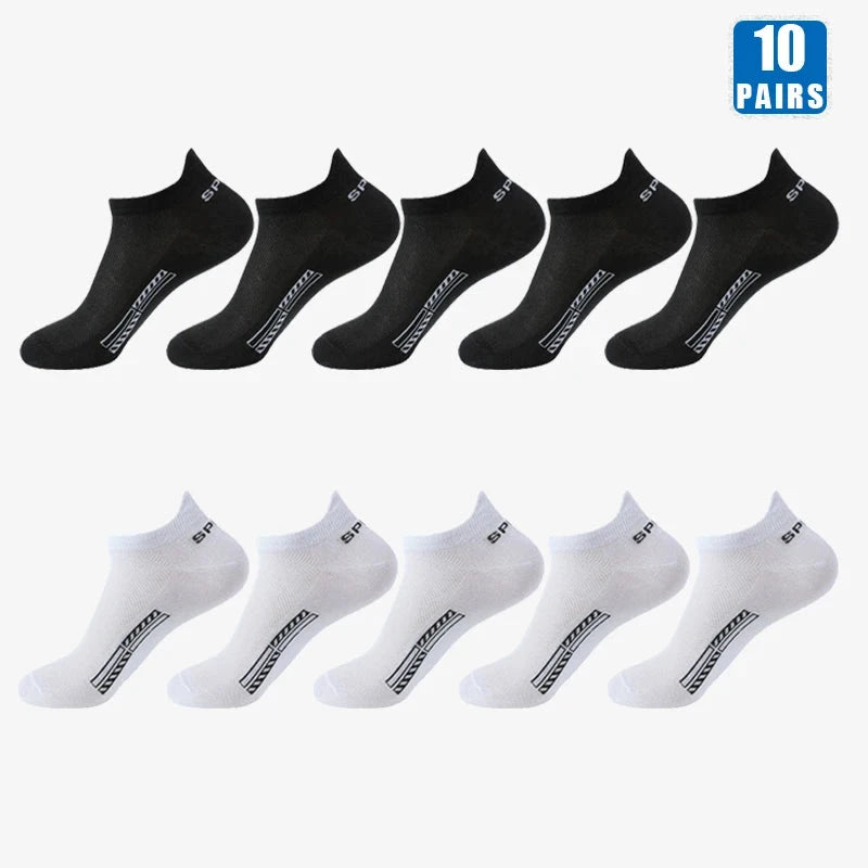 5/10 Pairs Cotton Men's Short Socks Crew Ankle Breathable Mesh Sports Casual Women Summer Low-Cut Thin Sock for Male GlowCart