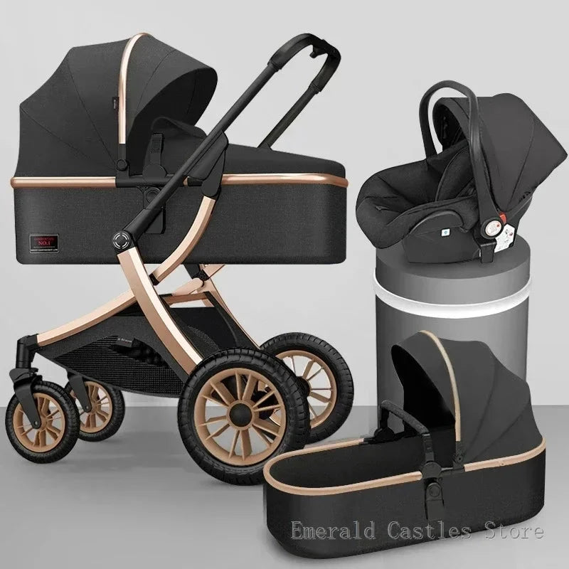 Baby stroller 3 in 1 High Landscape Stroller Reclining Baby Carriage with car seat Foldable Stroller Bassinet Puchair Newborn GlowCart