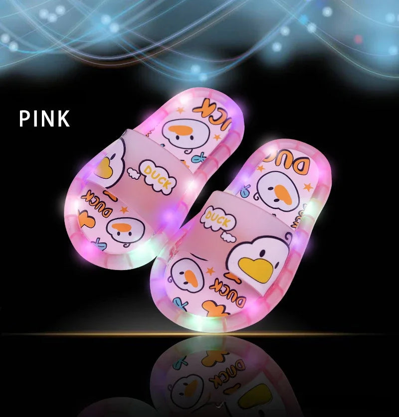 New Cute Luminous Kids Slippers Crystal Shoes Sparkling Lights Boys Girls Will Cartoon Glowing Cute Baby Cool Indoor Outdoor GlowCart