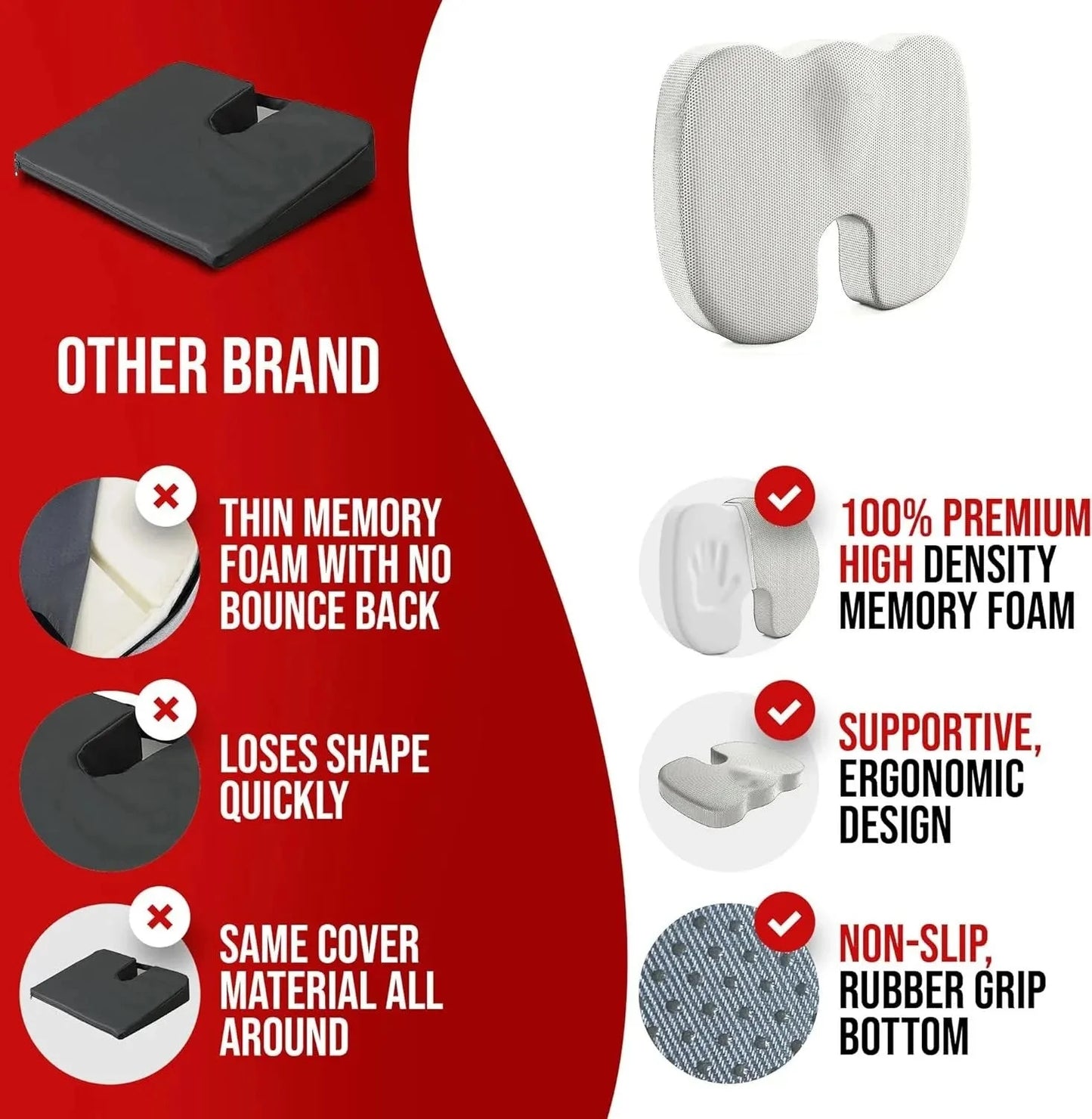 Ergonomic Memory Cotton Office Cushion Hemorrhoid Cushion GlowCart