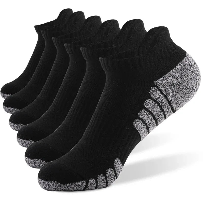 3pairs thickened towel bottom running socks mesh boat socks non-slip breathable sports socks Low cut Men's socks Women's socks GlowCart