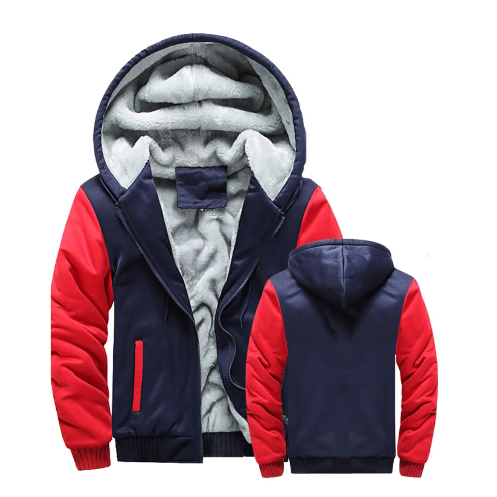 Winter Jacket Men Warm Coat Thick Fleece Male Zipper Hooded