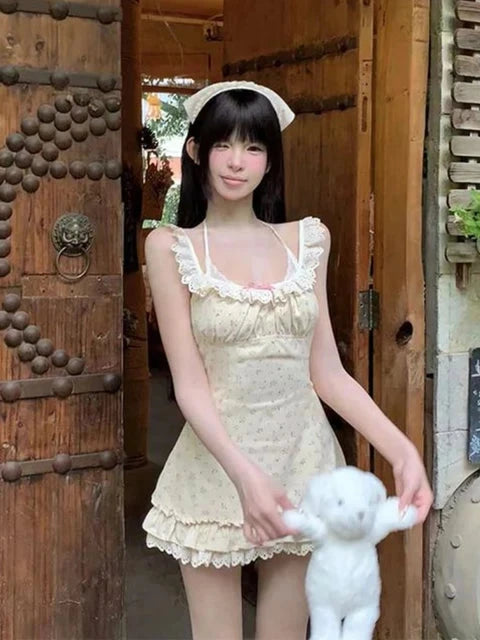 Summer French Sweet Tunic Waist Dress Women Gentle Strappy GlowCart