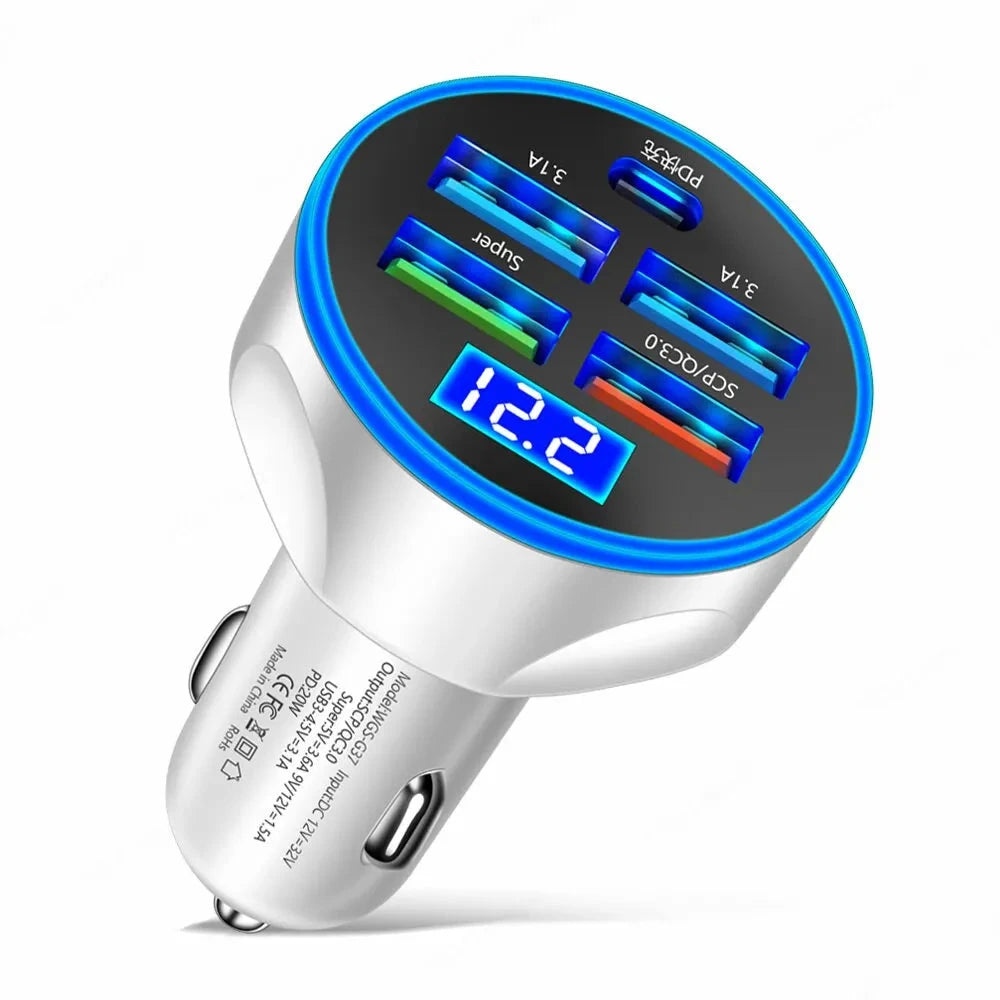 4usb PD 250W Car Charger Type C Fast Charging Auto Mobile GlowCart