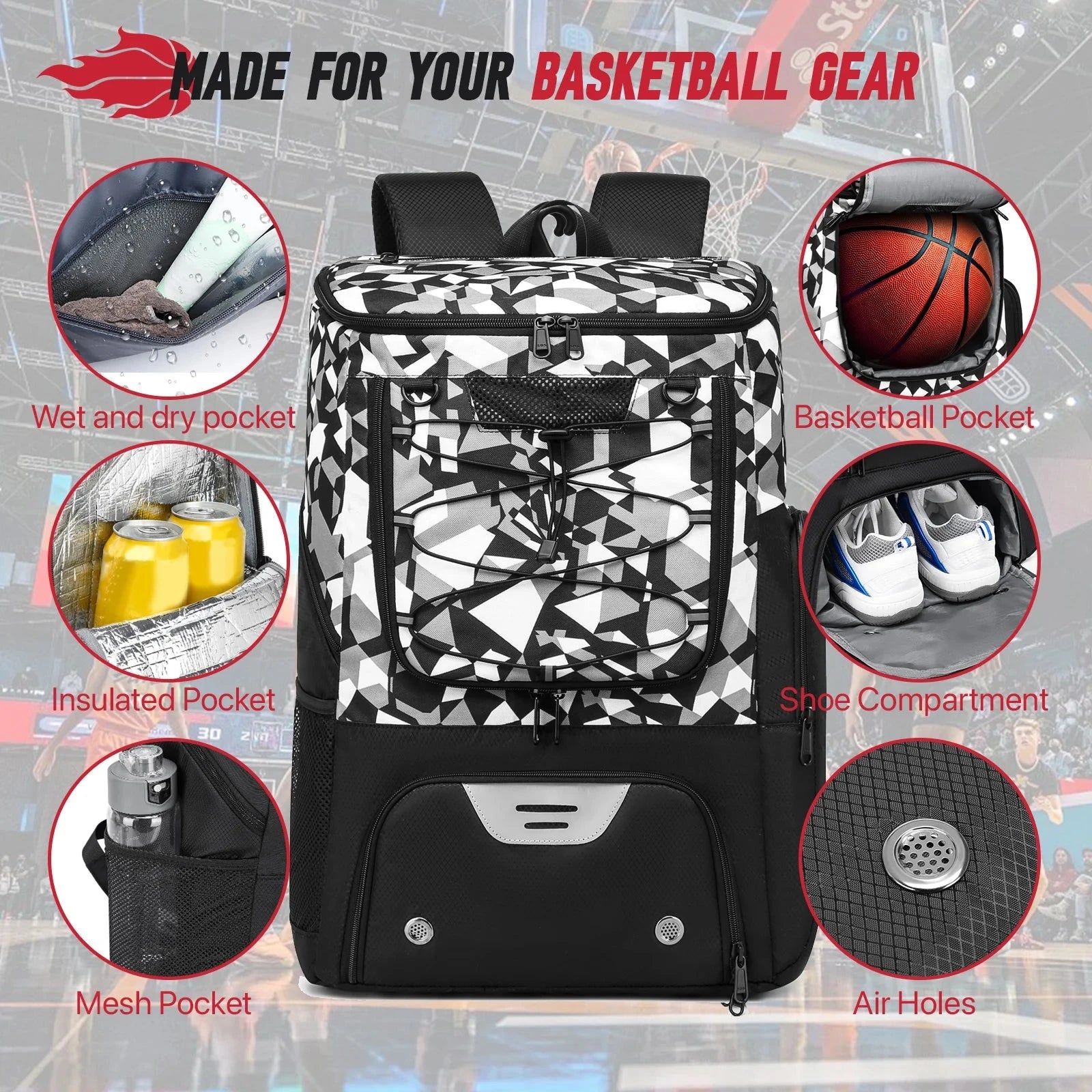 Sports Training Equipment Basketball Backpack with Separate GlowCart
