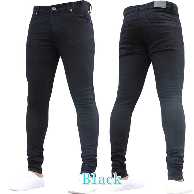 2024 Men Jeans Solid Pockets Stretch Denim Straight Pants Spring Summer Business Casual Trousers Daily Streetwear Men's Clothing GlowCart