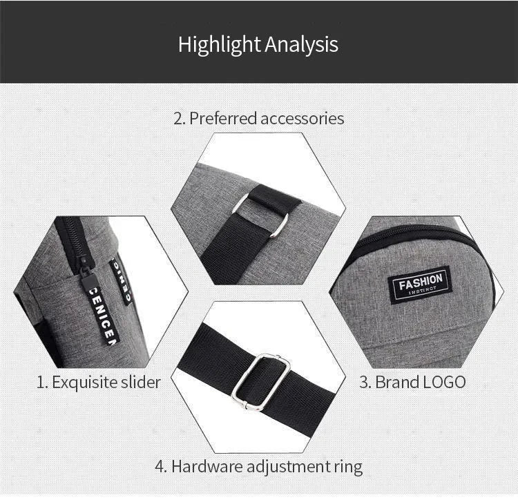 2023 New Chest Bag Messenger Pack Men Simple Nylon Fashion GlowCart