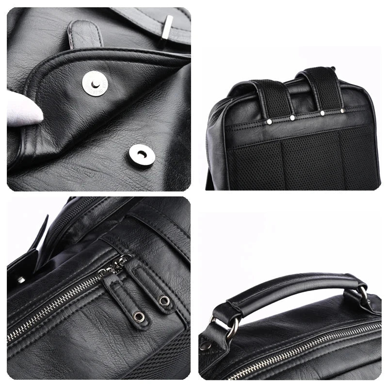 MOYYI Leather Laptop Backpack for Men Waterproof Travel GlowCart