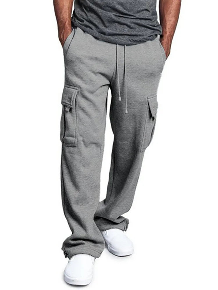 Men's  Cargo Pants Loose Drawstring Sweatpants with Pockets Sports Straight Trousers Jogging Long Pants Hip Hop Streetwear GlowCart