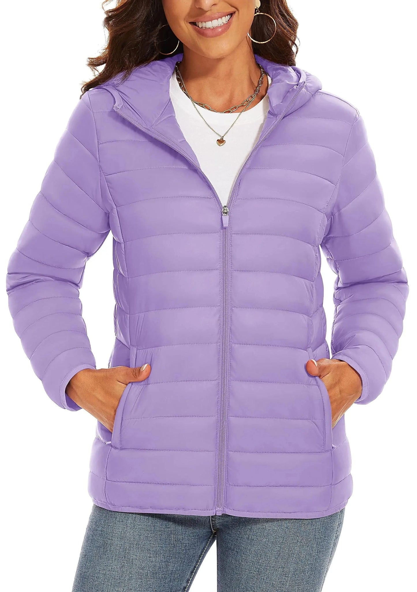 TACVASEN Full Zip Up Hooded Puffer Jacket Womens Winter GlowCart