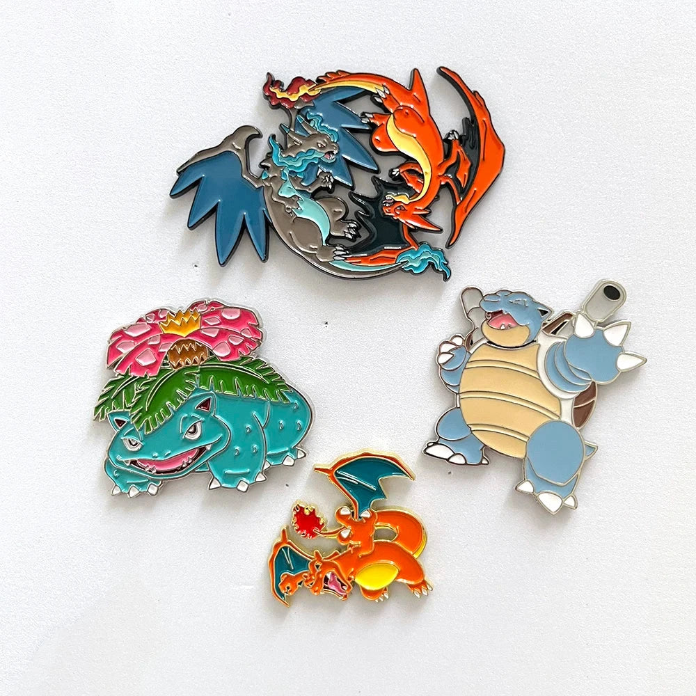 4 PCS Cartoon Pokemon Lapel Pins Set Anime Venusaur Mega GlowCart