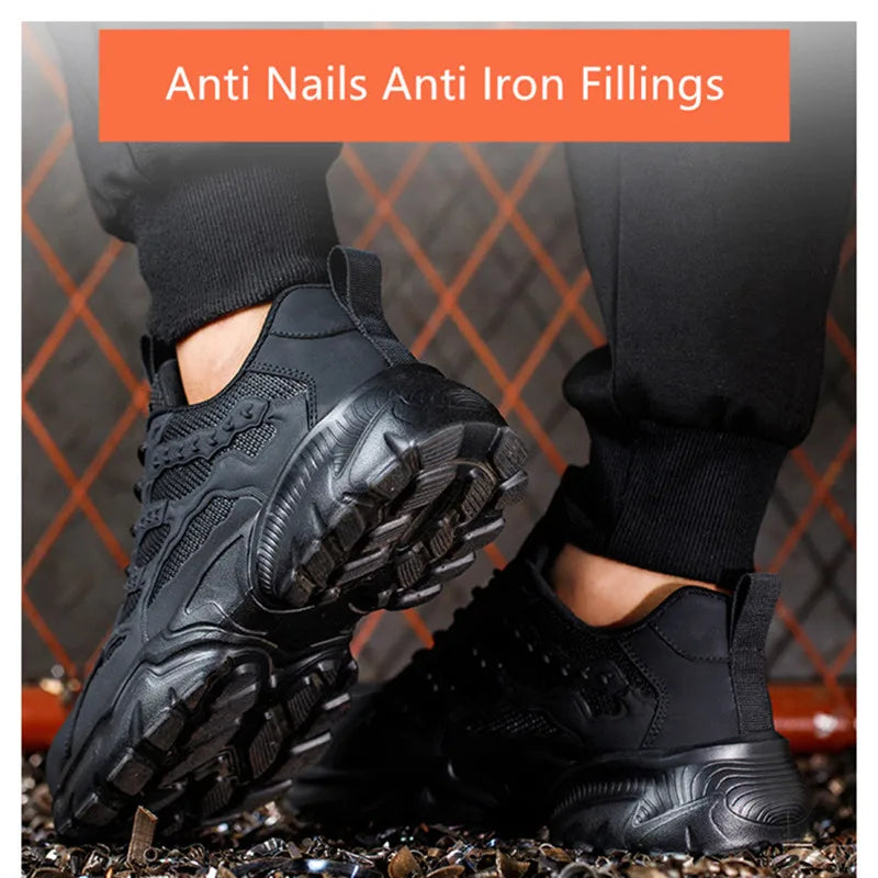 white work shoes lightweight comfortable safety shoes man women work shoes with a steel toe puncture proof safety work sneakers GlowCart