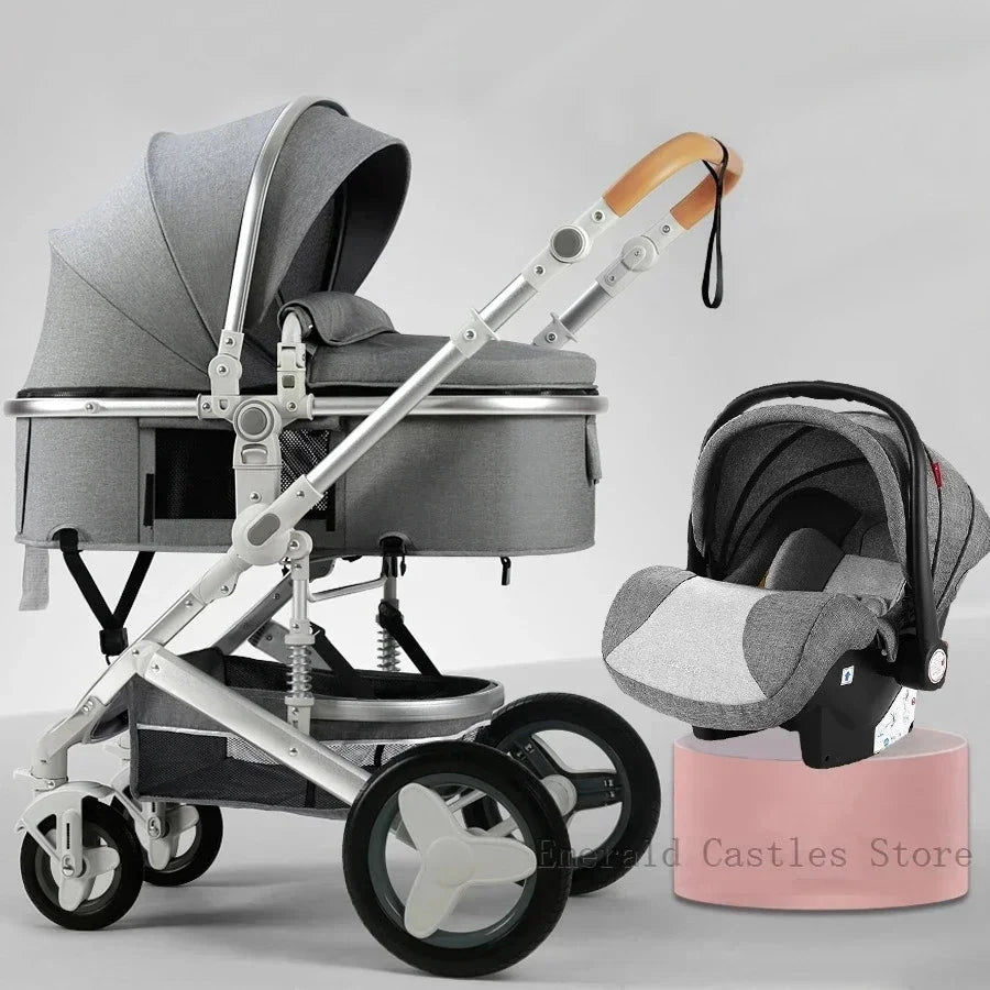 Baby stroller 3 in 1 with car seat 530D baby carriage removed sleeping basket two-way travel stroller High quality Belecoo GlowCart