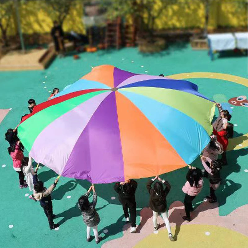 Outdoor Children Games Kids Play Rainbow Parachute Toy 2M 3M 5M Cooperative Teamwork Activities Party Carnival Fun Favors GlowCart