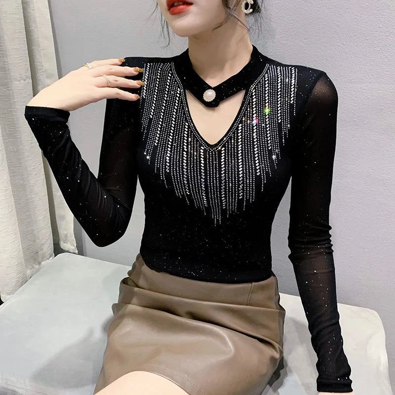 Spring Autumn Women Bottoming Shirt Korean Fashion Hot GlowCart