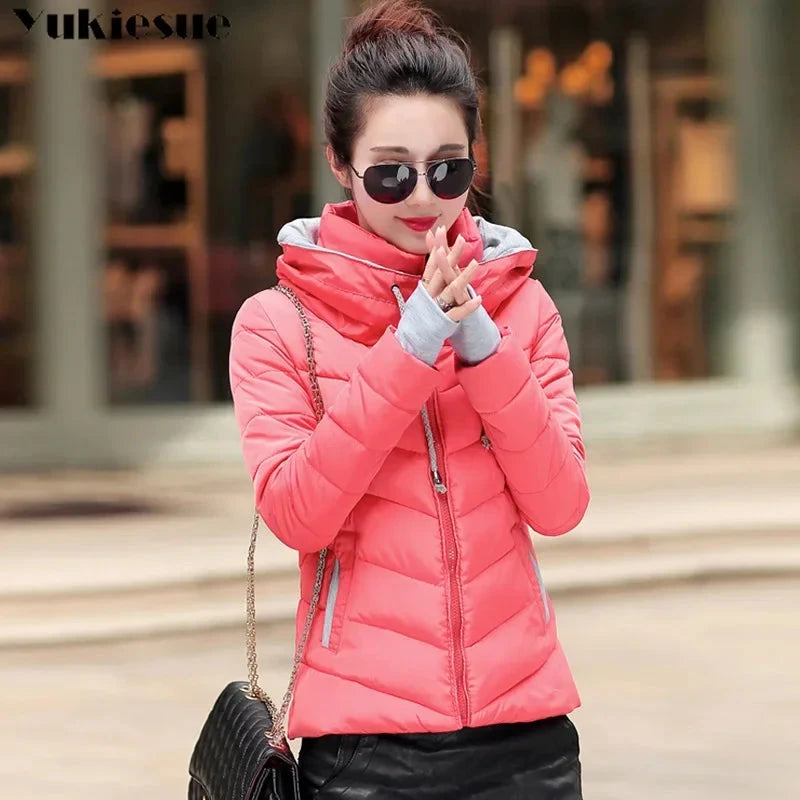 clothes Winter XXXL Jacket Women hooded Solid Color Short GlowCart